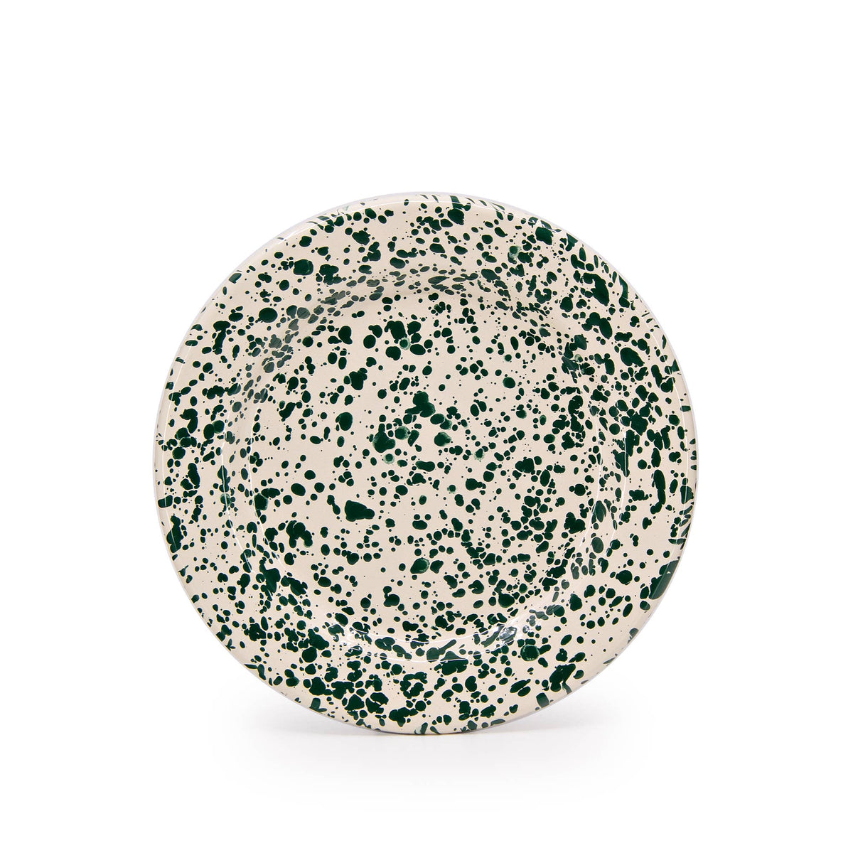 Splatter Enamelware Flat Salad Plate: Blue & White