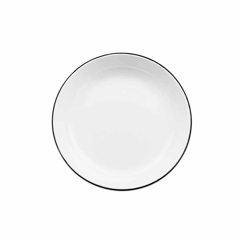 Vintage Enamelware Pasta Plate: Blue & White
