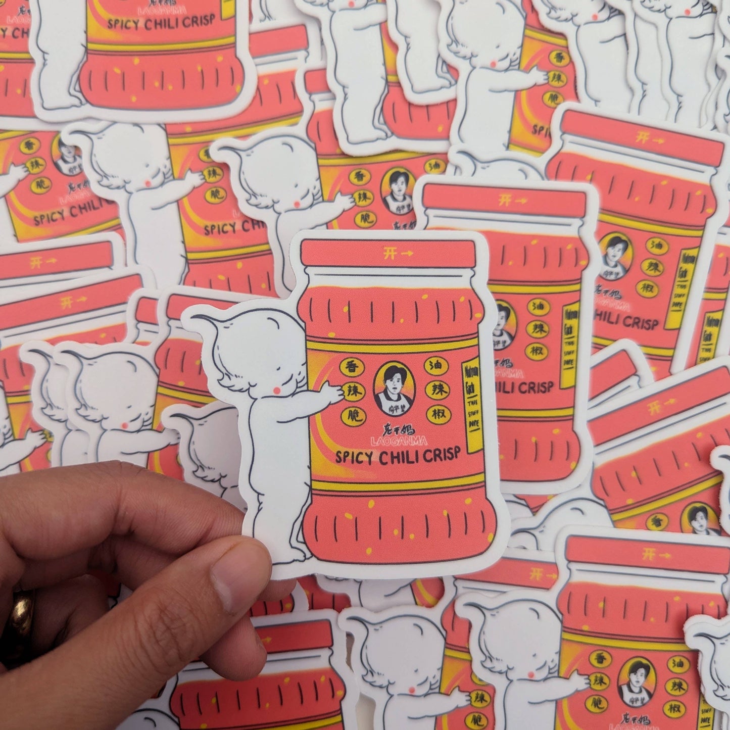 Lao Gan Ma + Kewpie = <3 Vinyl Waterproof Sticker | 3"x3.2"