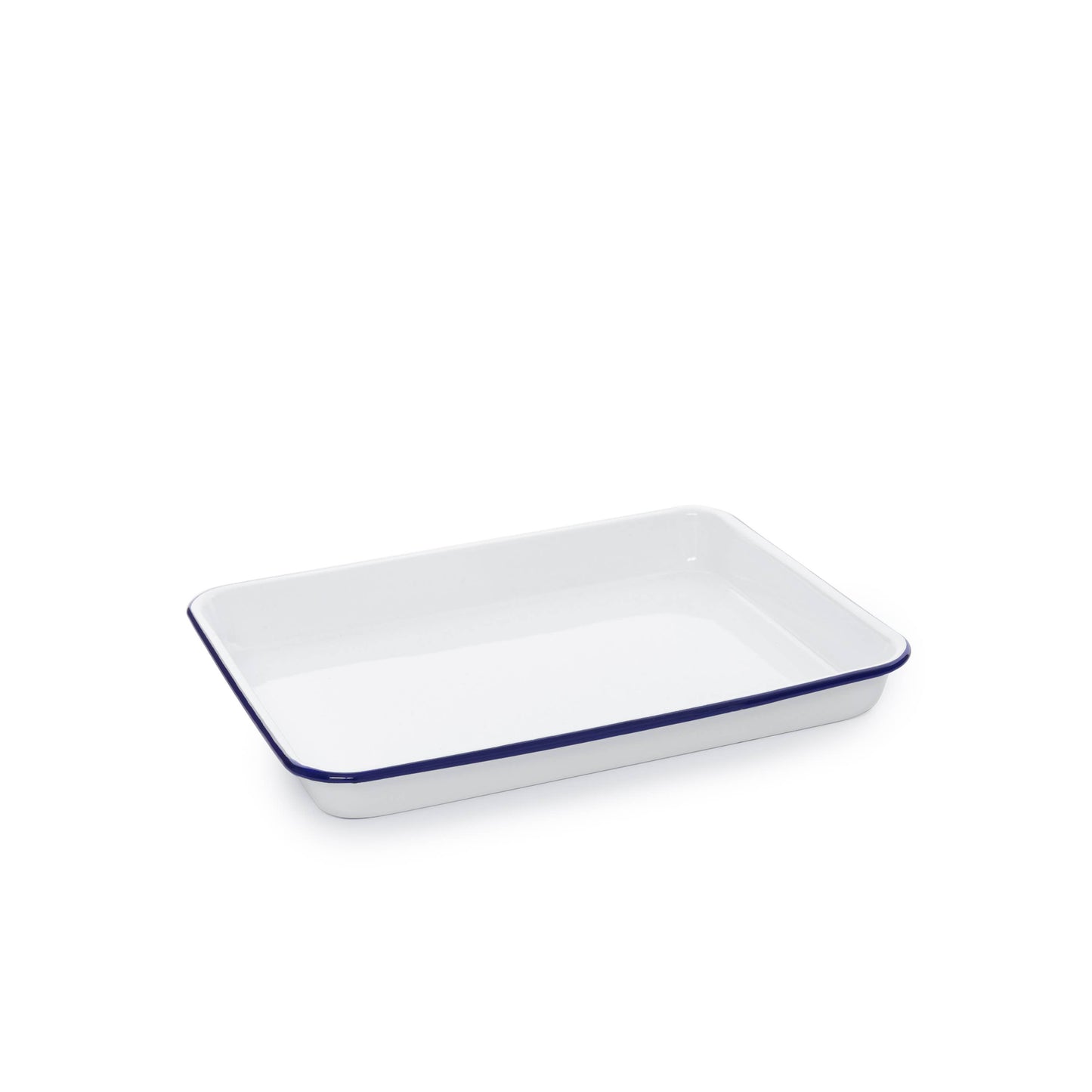 Vintage Enamelware Small Rectangle Tray: Red Rim