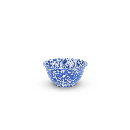 Splatter Enamelware Small Footed Bowl: Blue & White
