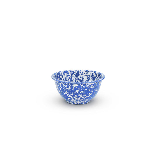 Splatter Enamelware Small Footed Bowl: Blue & White
