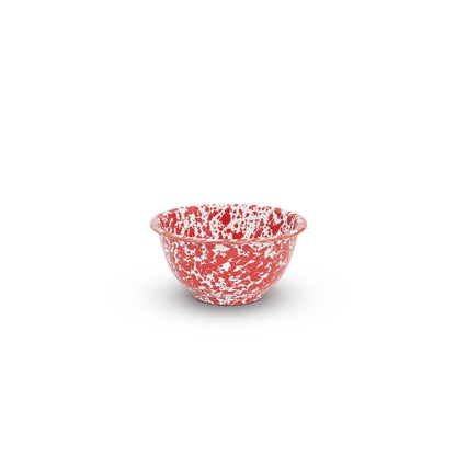 Splatter Enamelware Small Footed Bowl: Red & White
