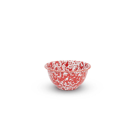 Splatter Enamelware Small Footed Bowl: Red & White