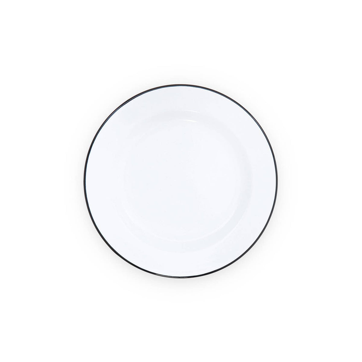 Vintage Enamelware Dinner Plate: Red Rim
