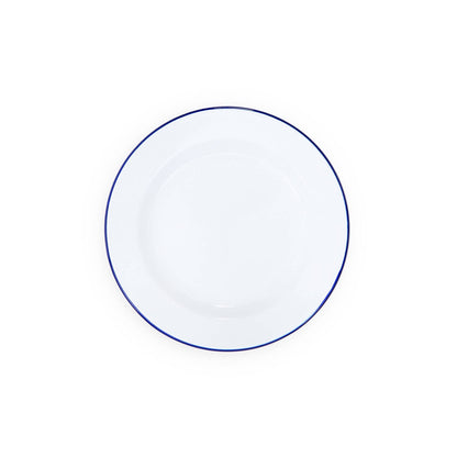 Vintage Enamelware Dinner Plate: Red Rim