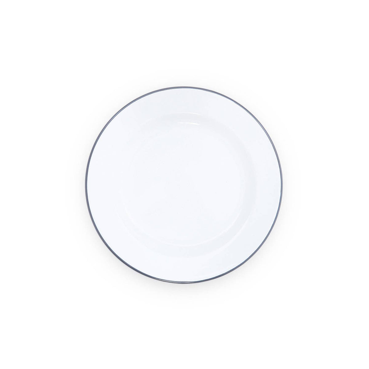 Vintage Enamelware Dinner Plate: Red Rim