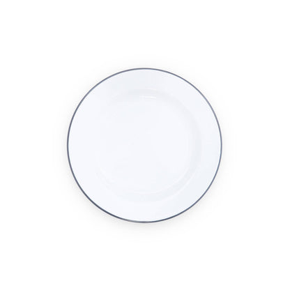 Vintage Enamelware Dinner Plate: Red Rim