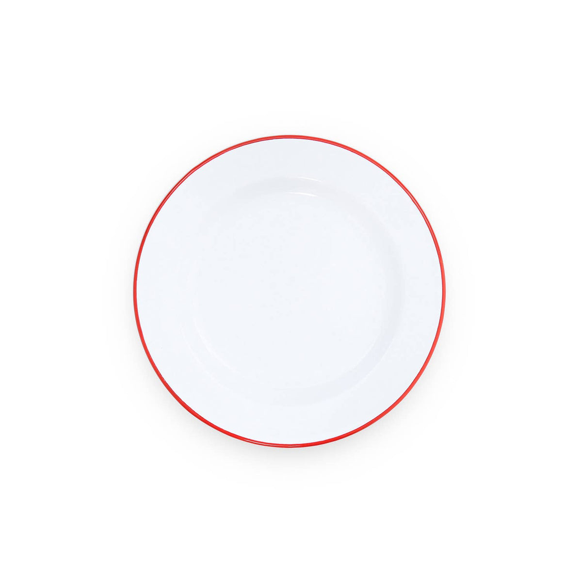 Vintage Enamelware Dinner Plate: Red Rim