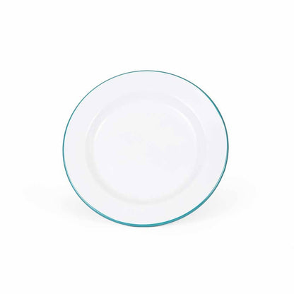 Vintage Enamelware Dinner Plate: Red Rim