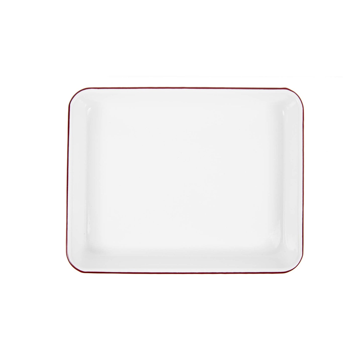 Vintage Enamelware Small Rectangle Tray: Red Rim