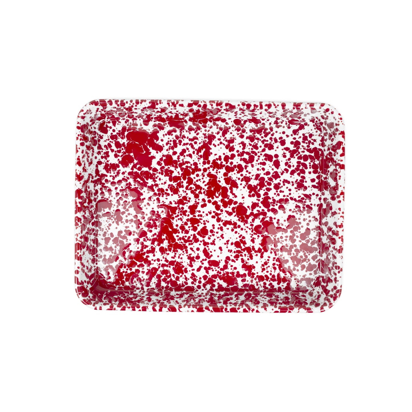 Splatter Enamelware Small Rectangular Tray: Blue