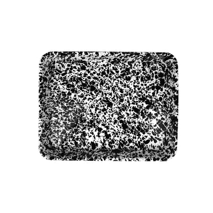 Splatter Enamelware Small Rectangular Tray: Blue