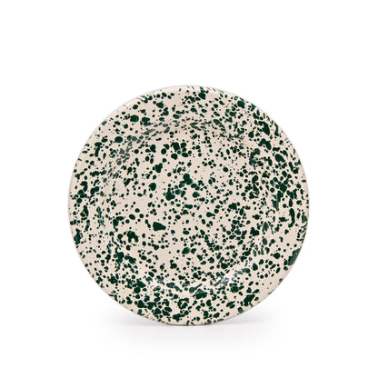 Splatter Enamelware Flat Salad Plate: Blue & White