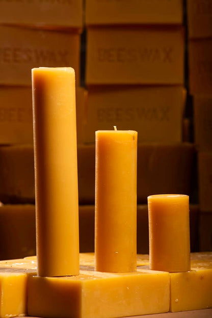 Beeswax Pillar Candle | 2 Inch Pillar | Handmade Candles: Natural Beeswax / 3" tall