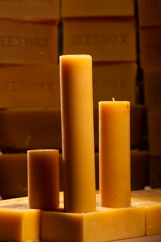 Beeswax Pillar Candle | 2 Inch Pillar | Handmade Candles: Natural Beeswax / 3" tall