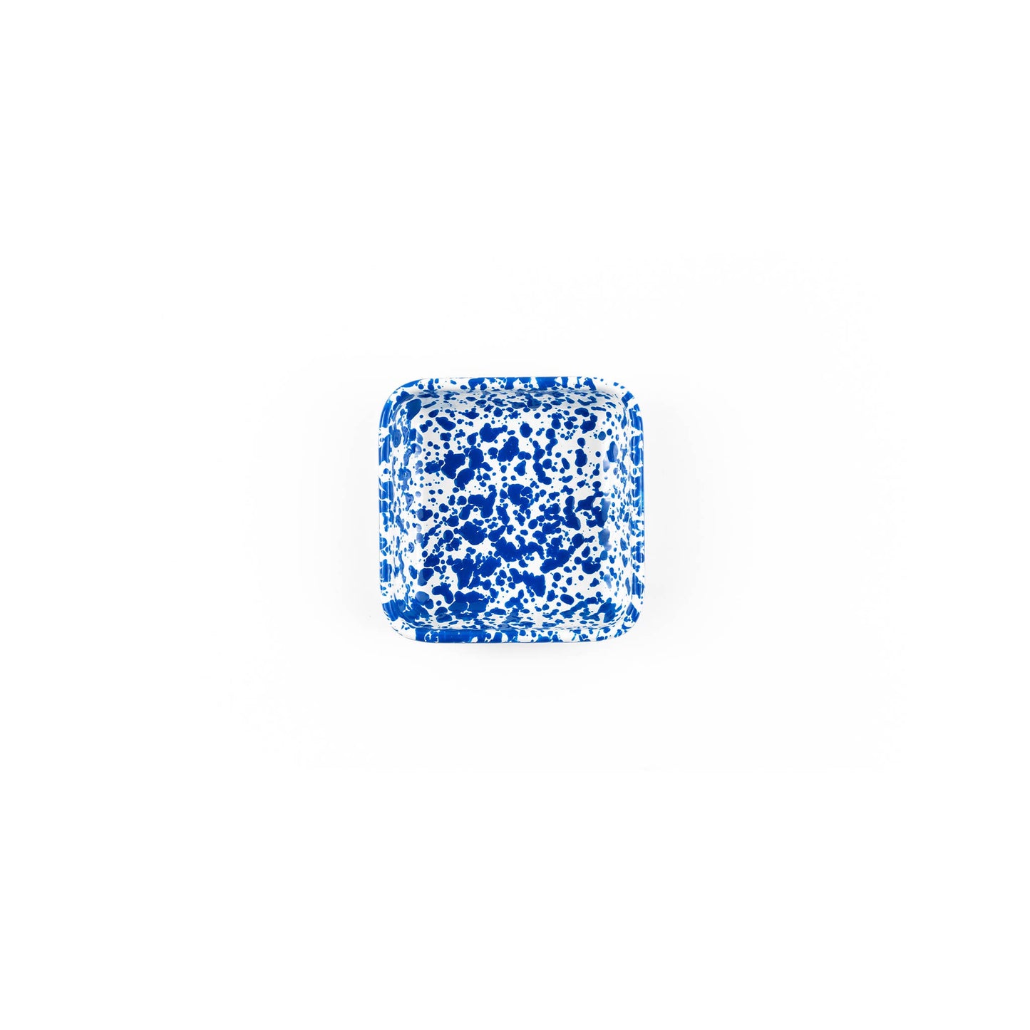 Splatter Enamelware Small Square Tray: Blue Splatter