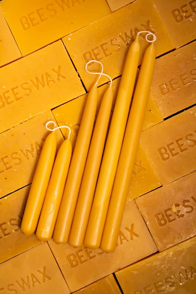 Classic Beeswax Candlesticks | Tapered Candles | Hand-dipped: 9 inches tall