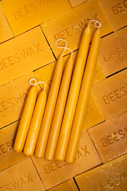 Classic Beeswax Candlesticks | Tapered Candles | Hand-dipped: 9 inches tall