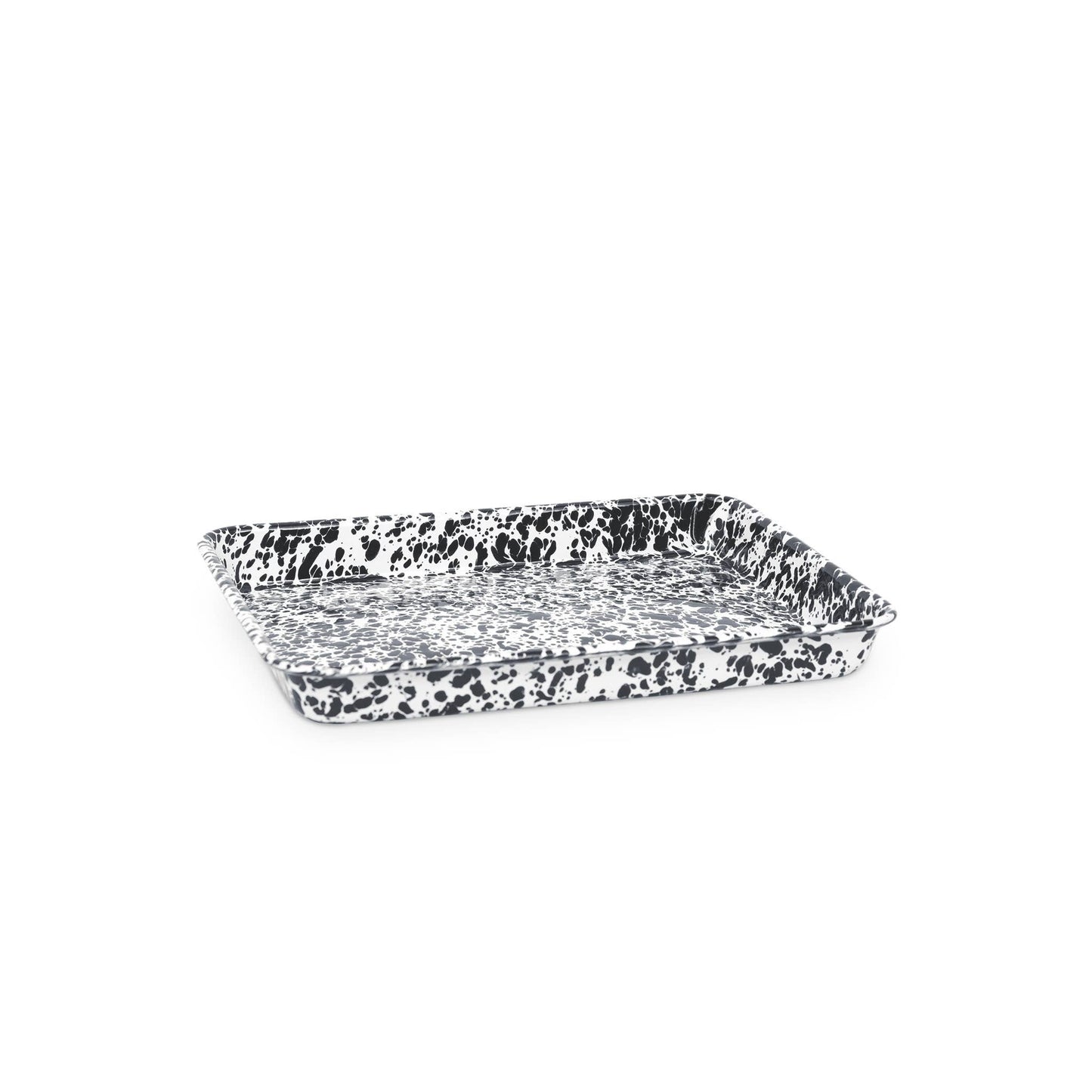 Splatter Enamelware Small Rectangular Tray: Red