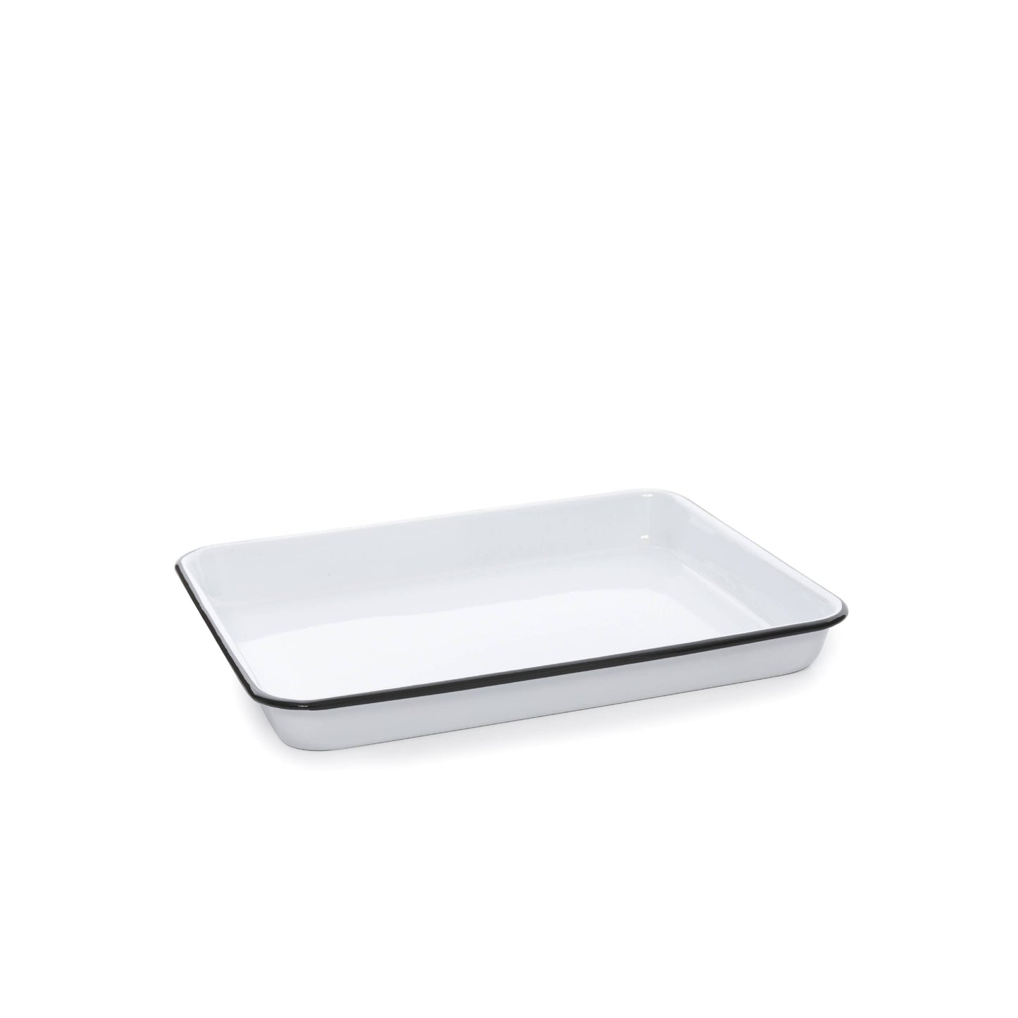 Vintage Enamelware Small Rectangle Tray: Red Rim