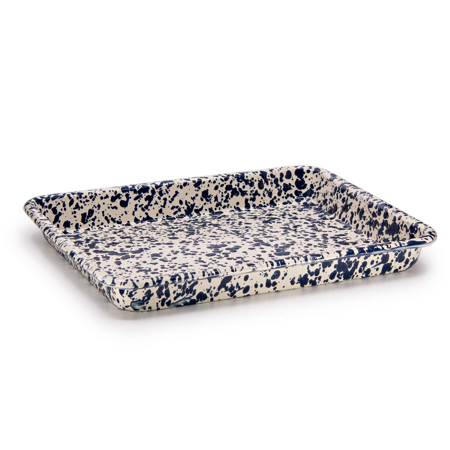 Splatter Enamelware Small Rectangular Tray: Red