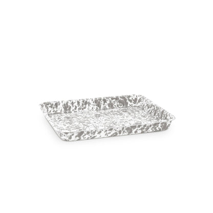 Splatter Enamelware Small Rectangular Tray: Red