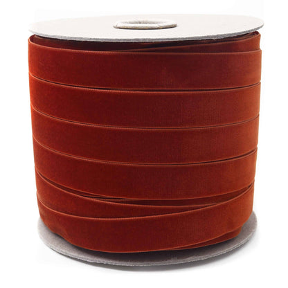 Rust Swiss Velvet Ribbon: 11Yard Retail Roll / 22mm