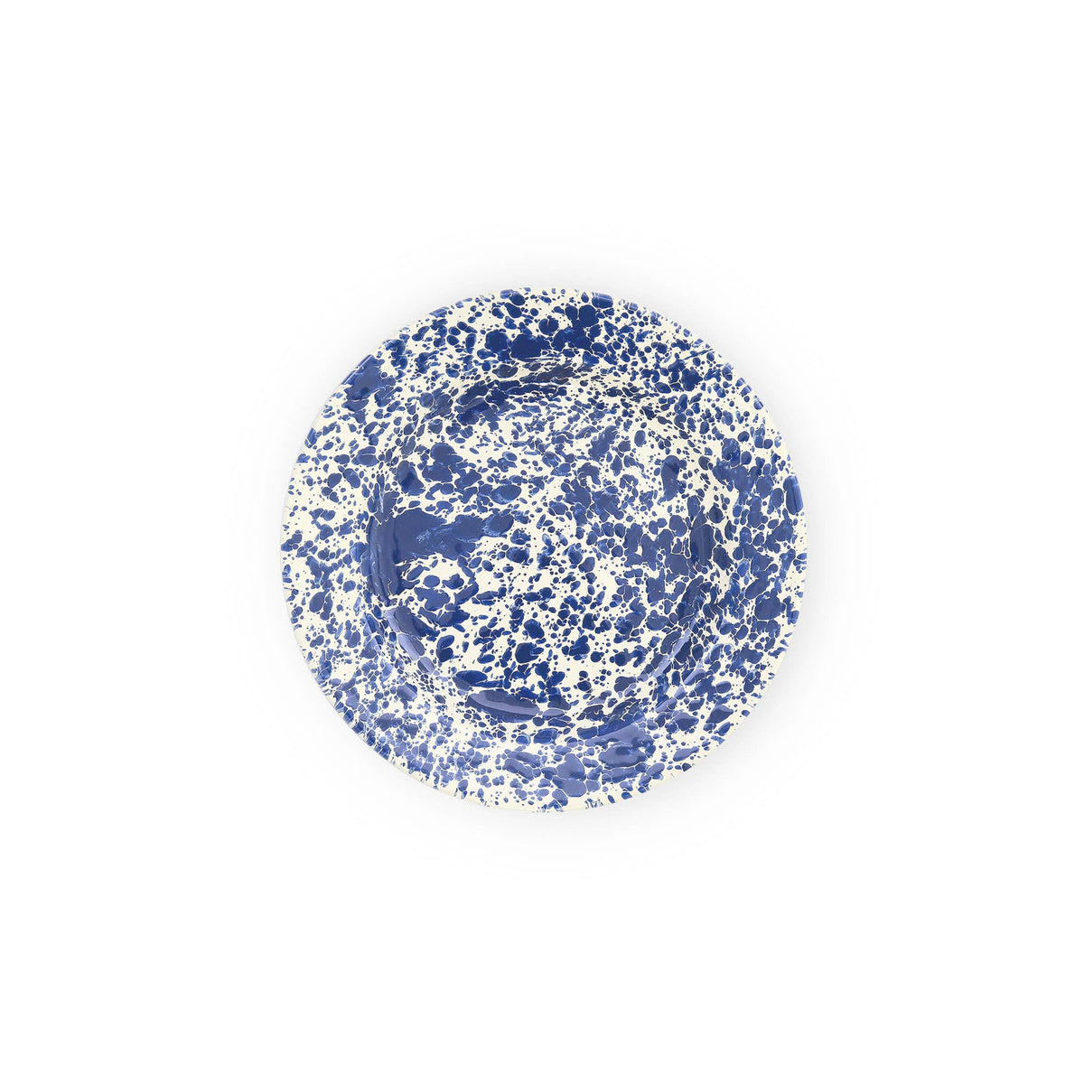 Splatter Enamelware Flat Salad Plate: Blue & White