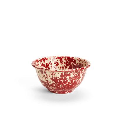 Splatter Enamelware Small Footed Bowl: Red & White