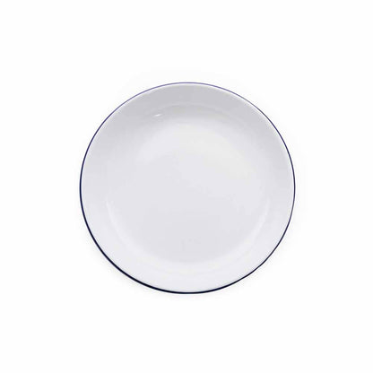 Vintage Enamelware Pasta Plate: Blue & White