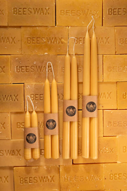 Classic Beeswax Candlesticks | Tapered Candles | Hand-dipped: 9 inches tall