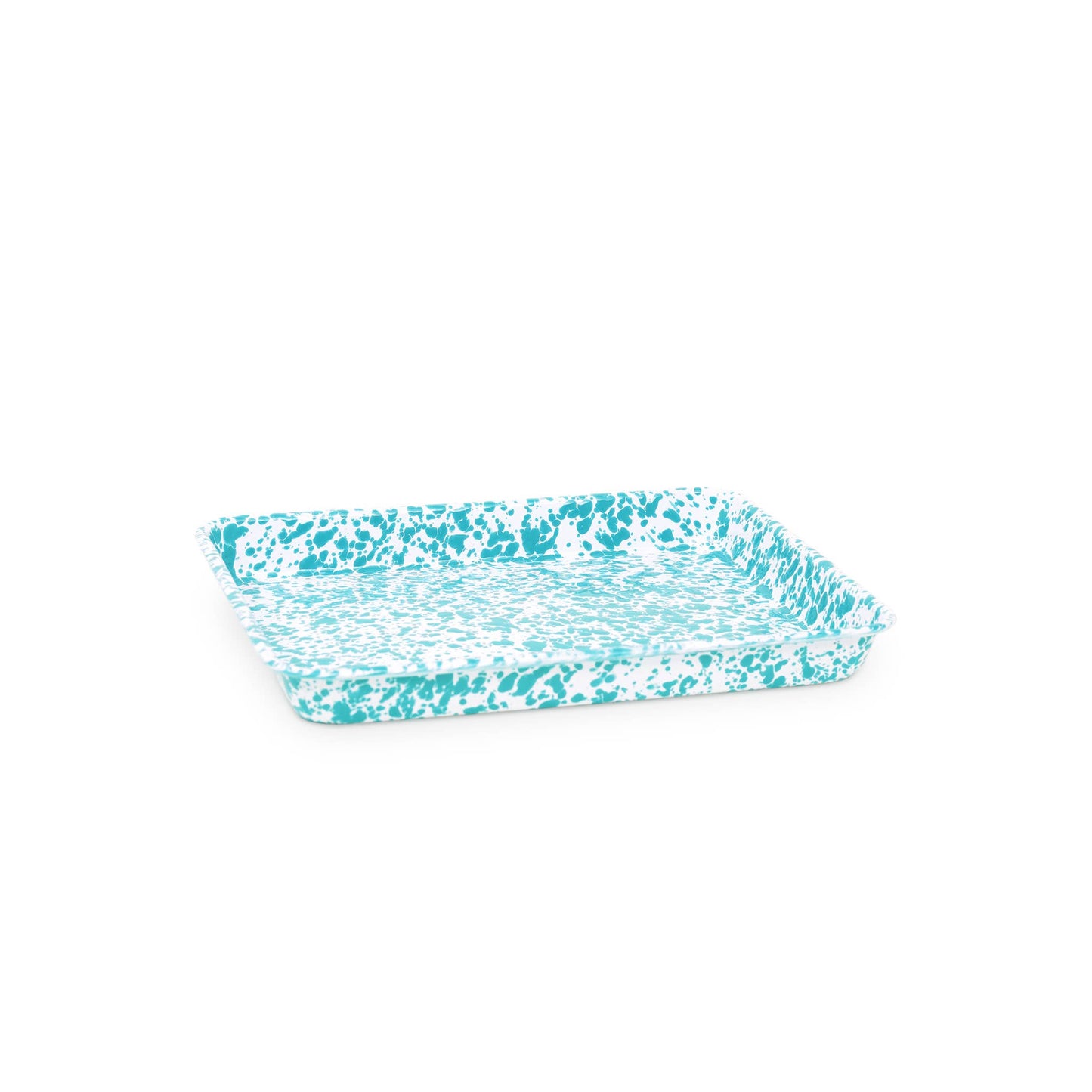 Splatter Enamelware Small Rectangular Tray: Red
