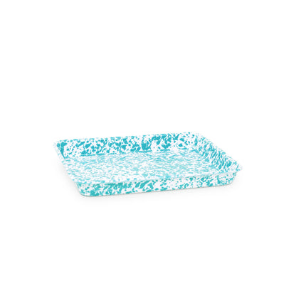 Splatter Enamelware Small Rectangular Tray: Red