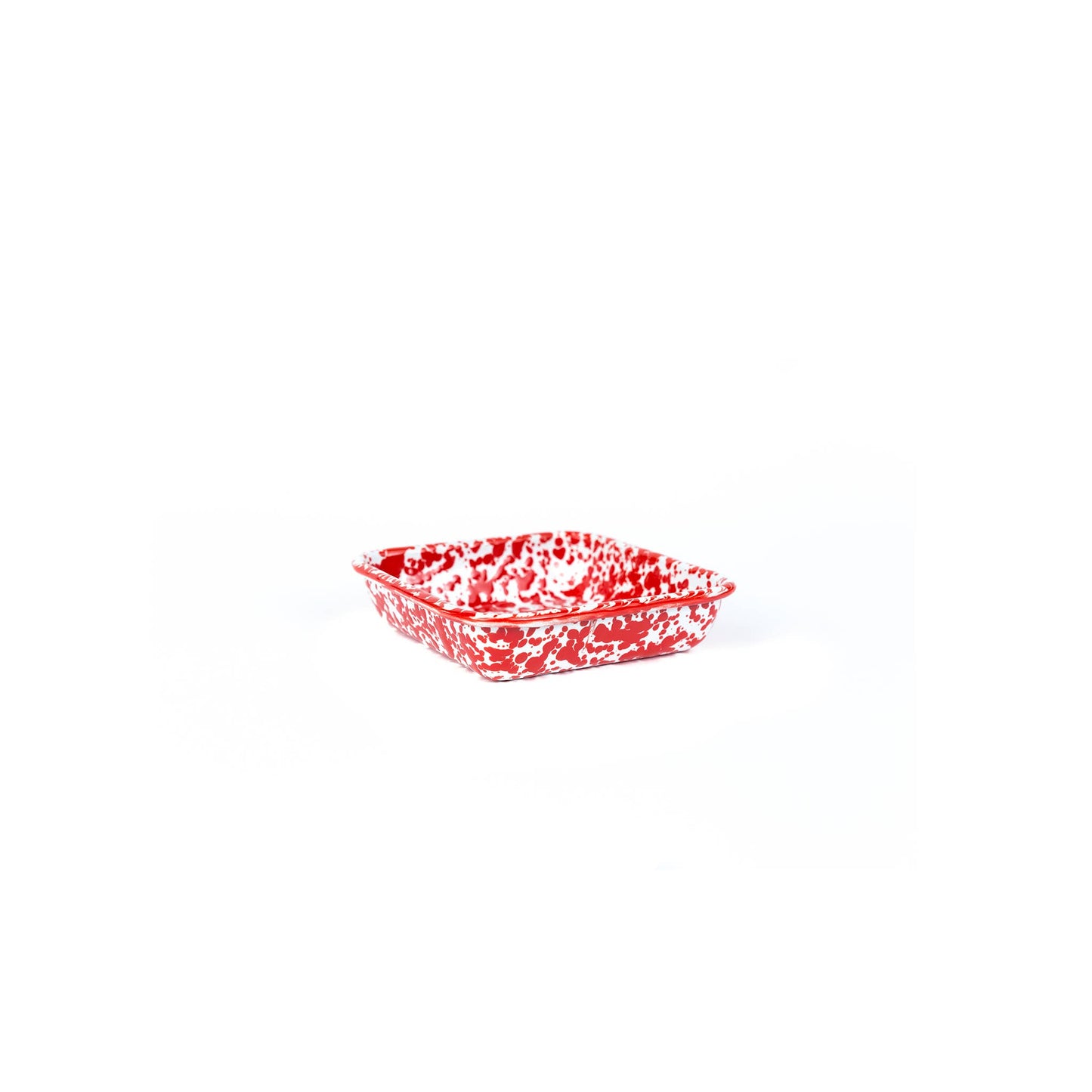 Splatter Enamelware Small Square Tray: Red Splatter
