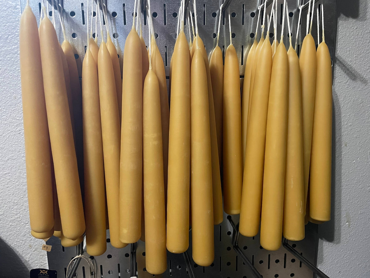 Classic Beeswax Candlesticks | Tapered Candles | Hand-dipped: 9 inches tall