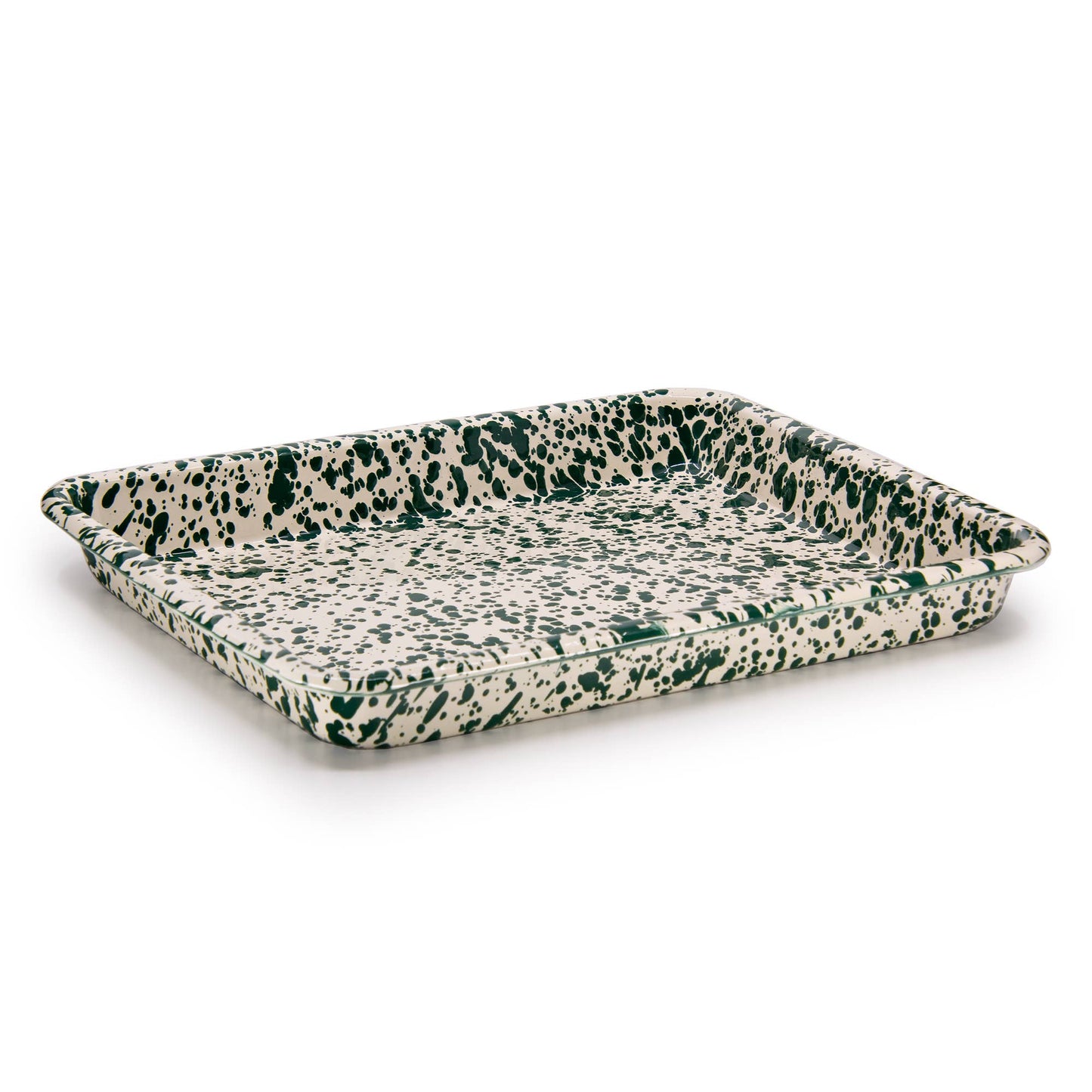 Splatter Enamelware Small Rectangular Tray: Red
