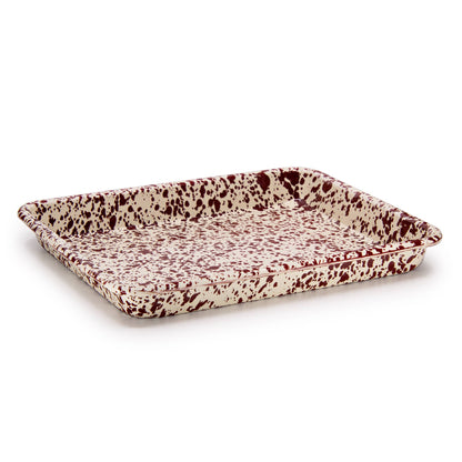 Splatter Enamelware Small Rectangular Tray: Red